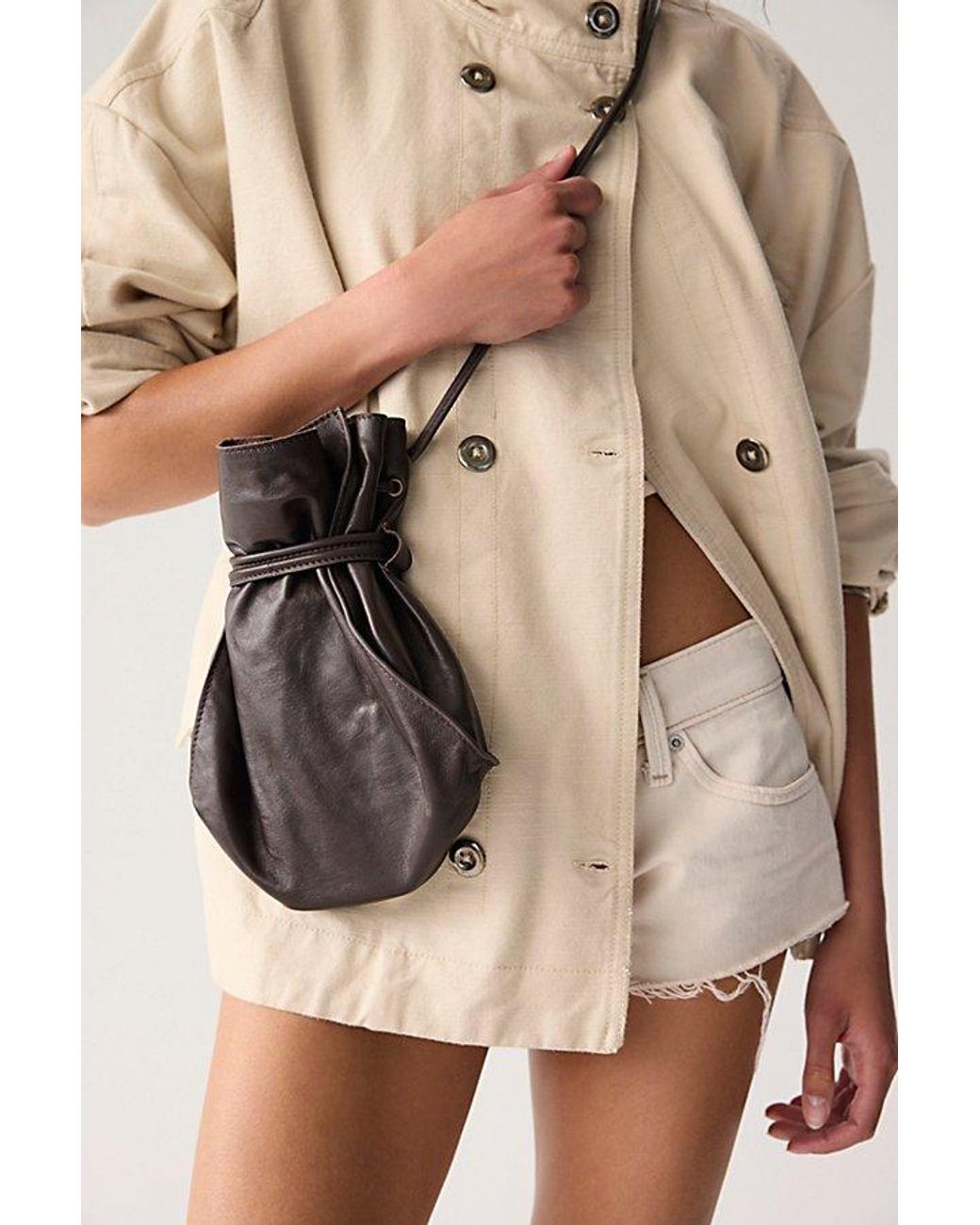 Free People Green Lucy Leather Pouch