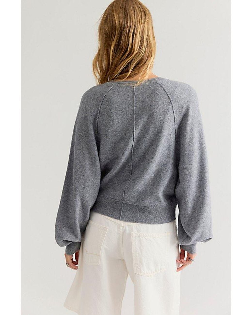 Free People Gray Porta Cashmere Henley Sweater