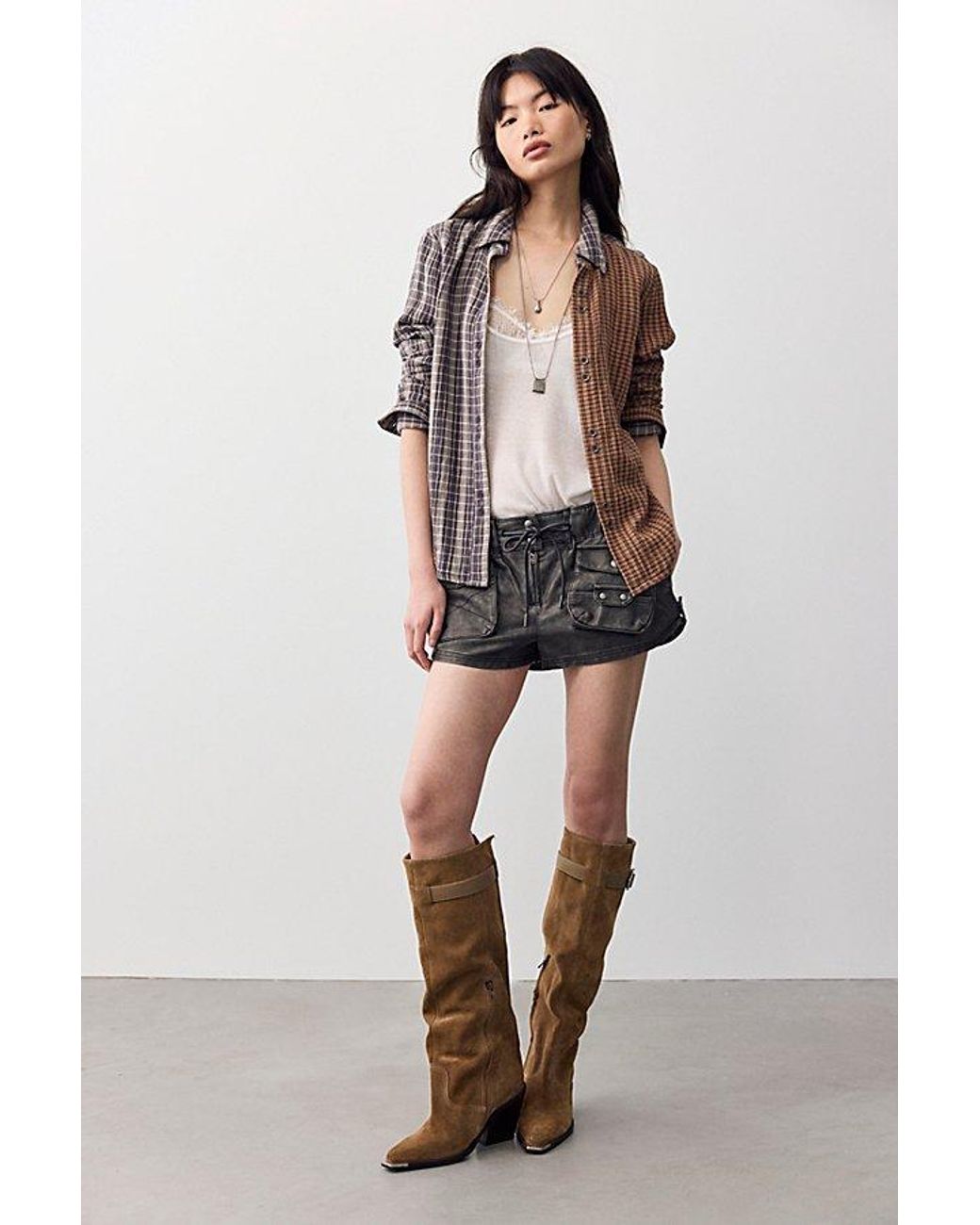 Free People Black Waimea Vegan Slouchy Shorts
