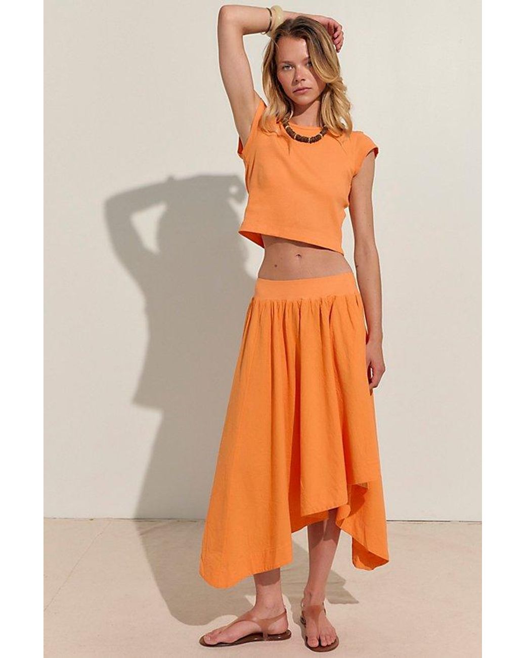 free-est Orange Annette Tee Skirt Set By