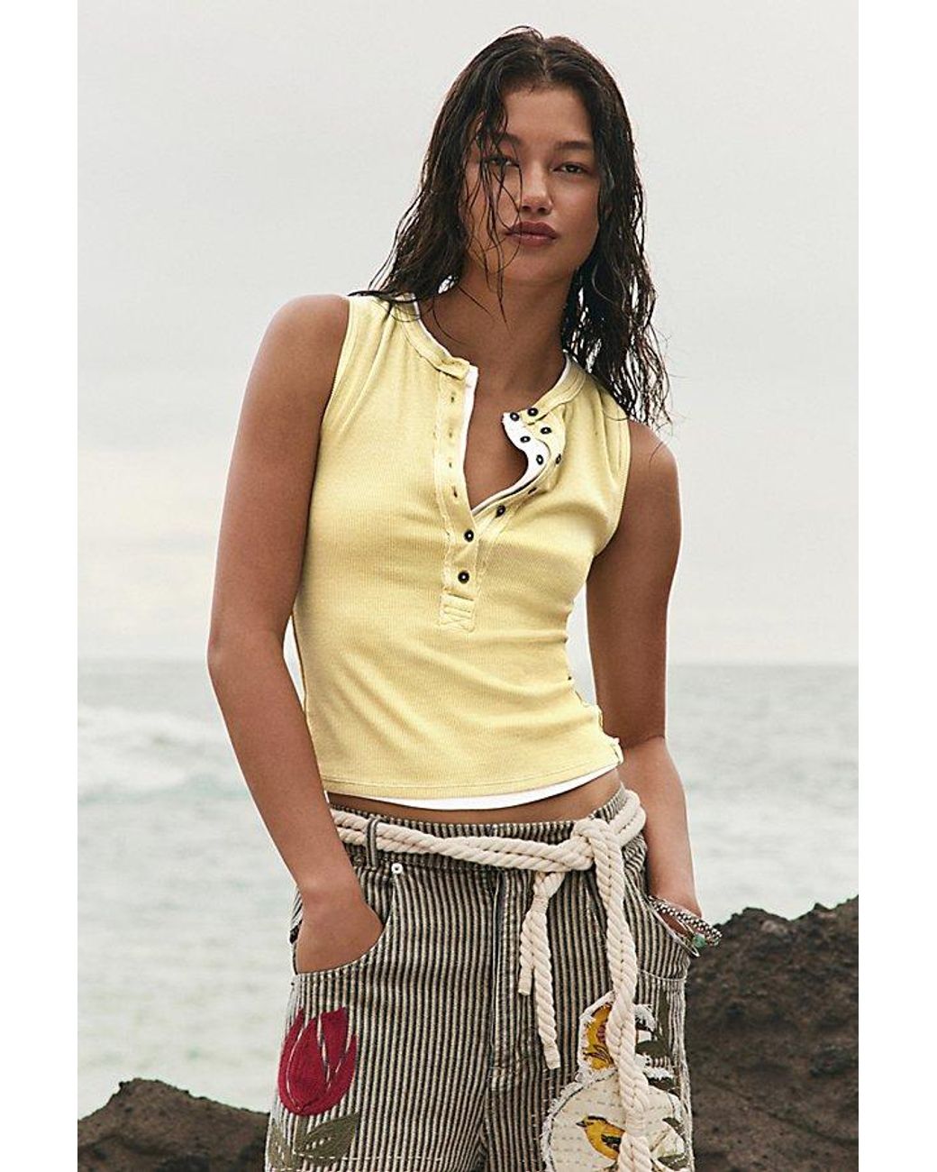 Free People Yellow Jamie Henley Tank