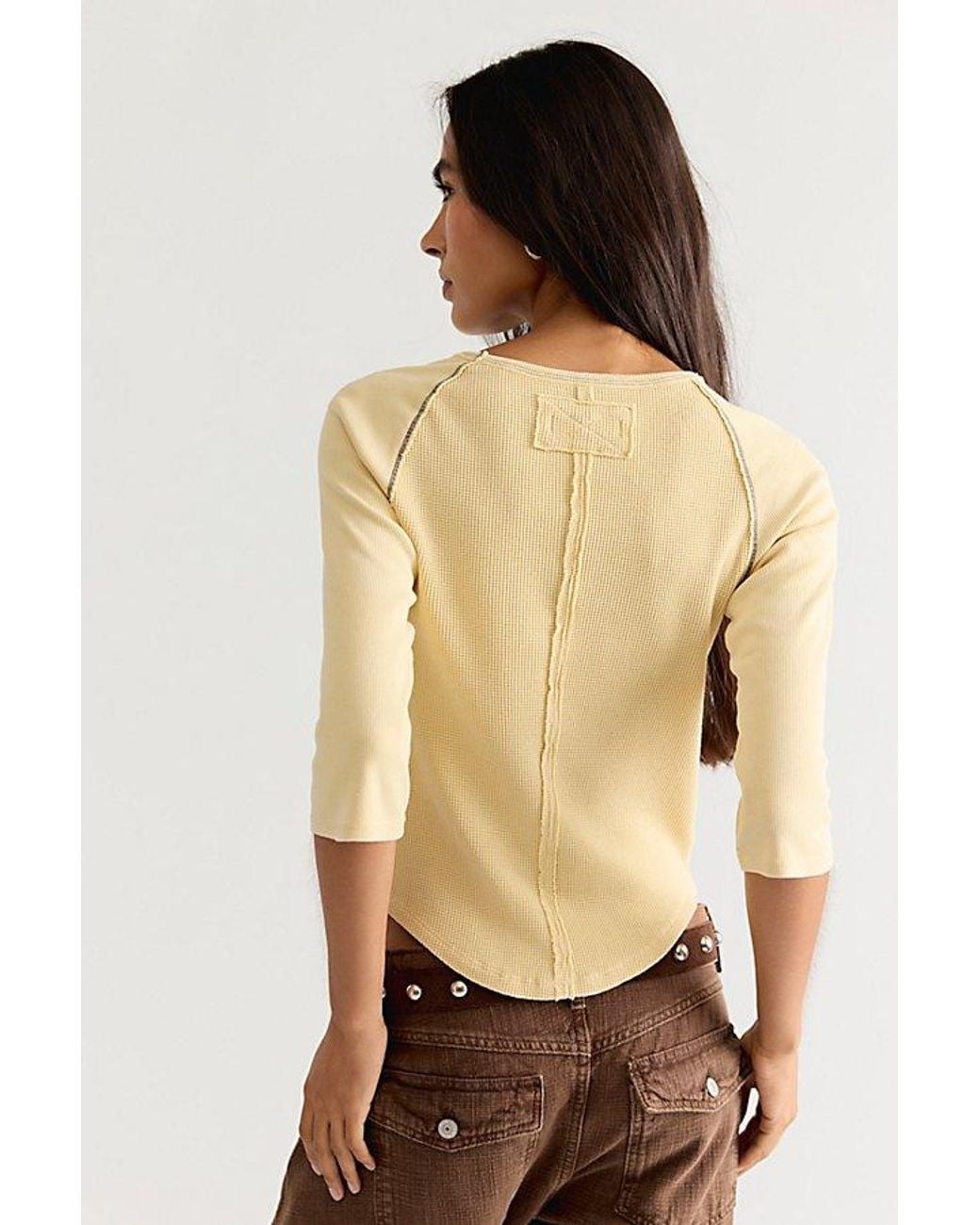 Free People Multicolor Easy Does It Three-Quarter Sleeve Top
