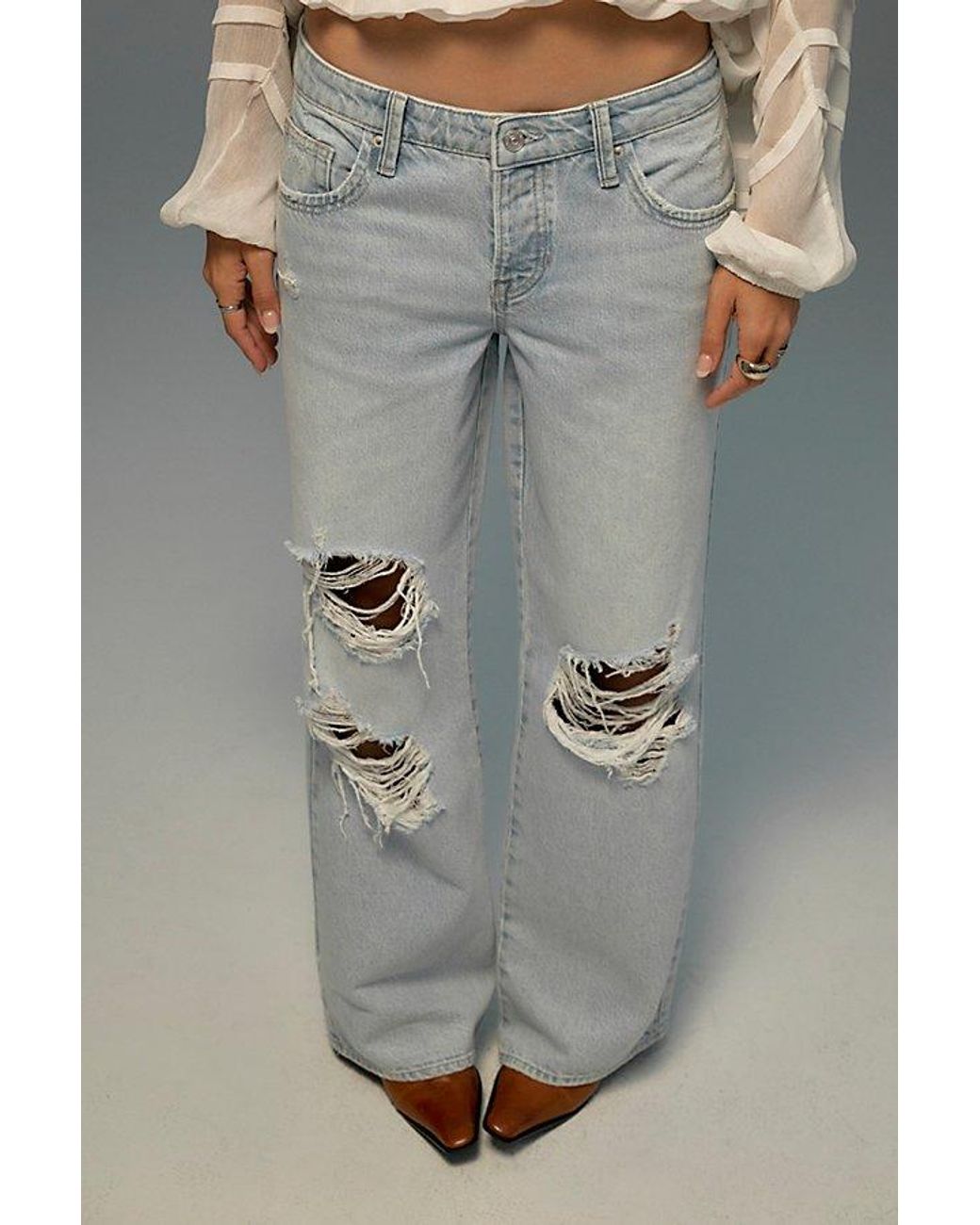 Free People Green Tennessee Low-Rise Boyfriend Jeans