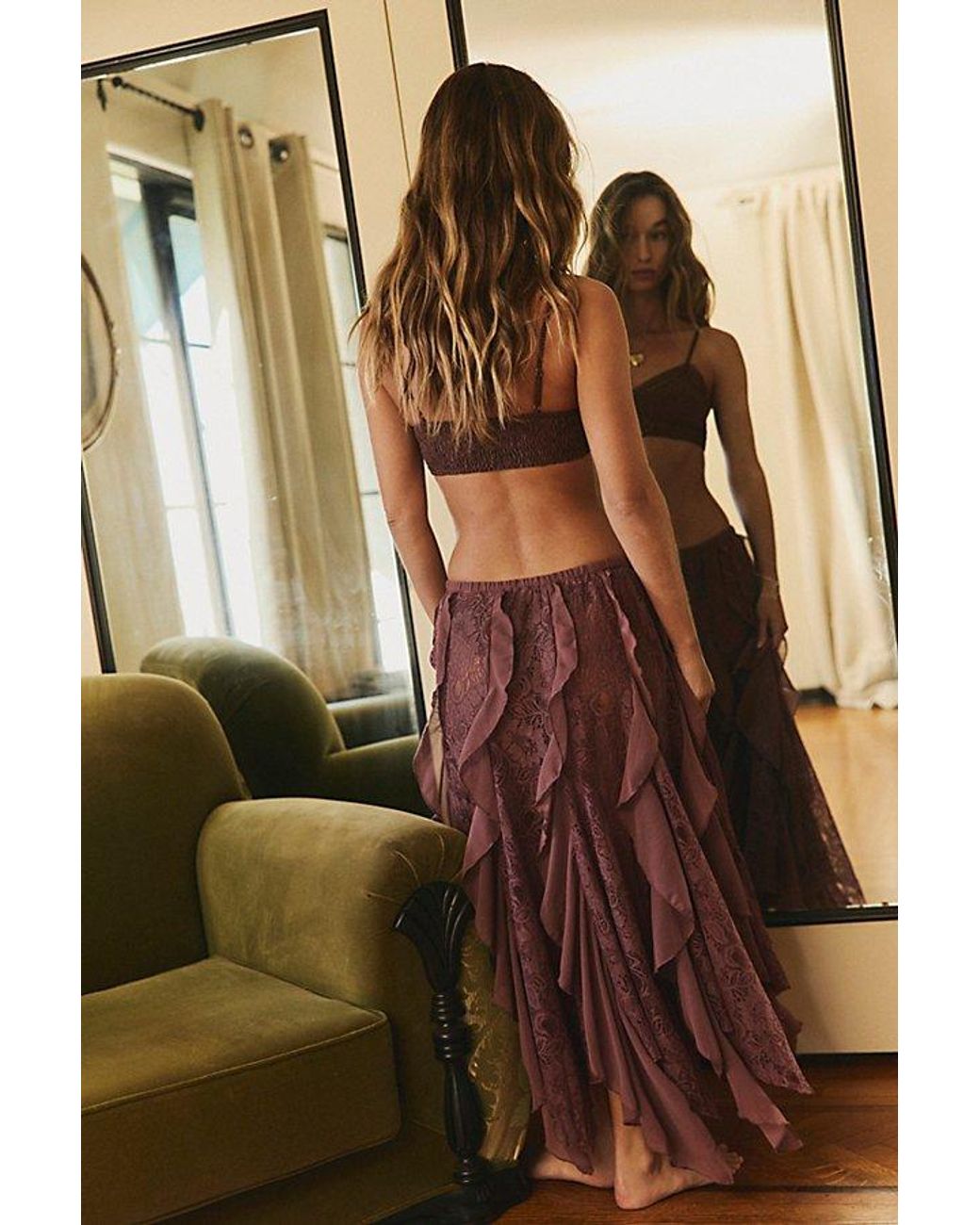 Intimately By Free People Brown Candy Calling Maxi Slip Skirt