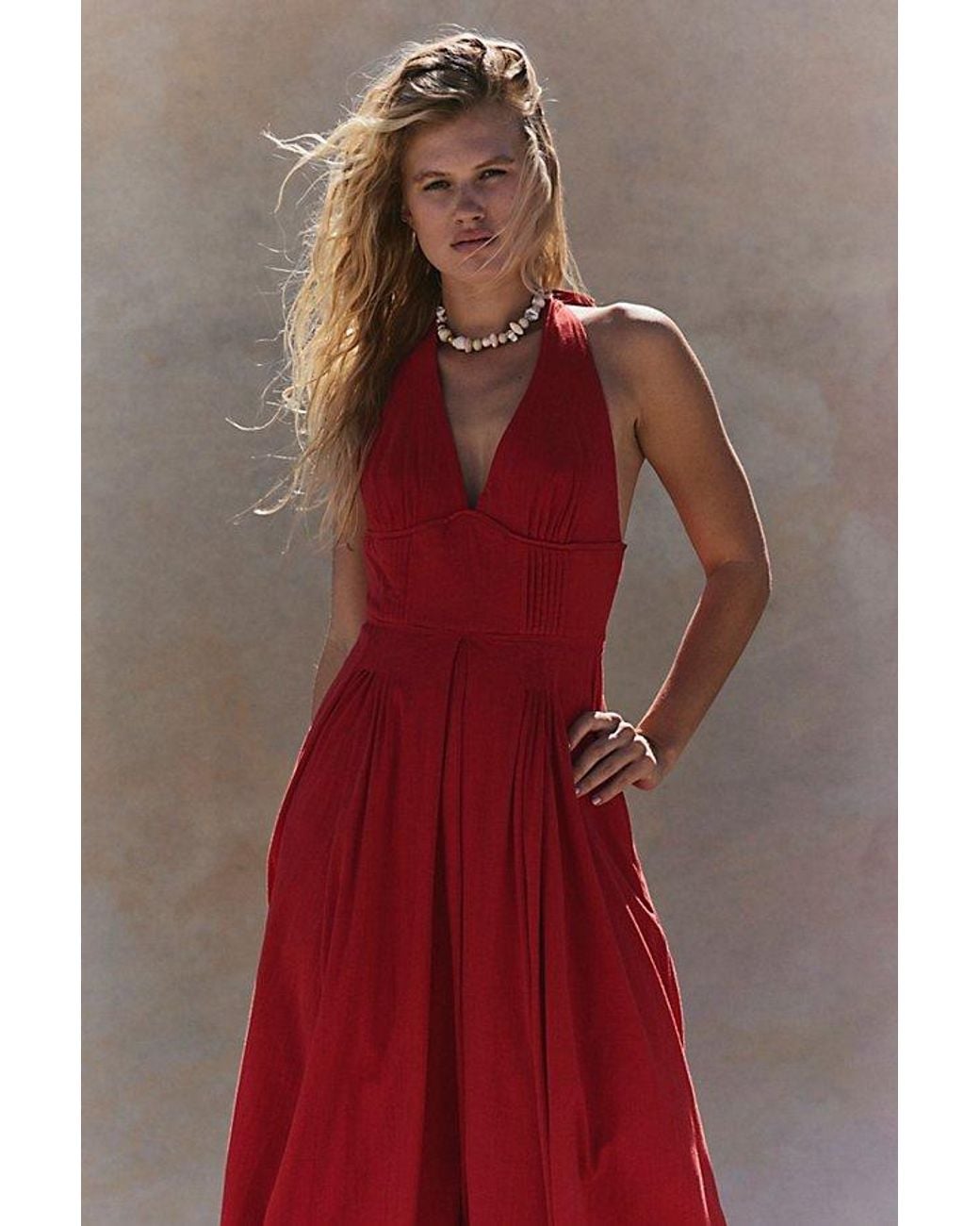 free-est Red Rowe Midi Dress By