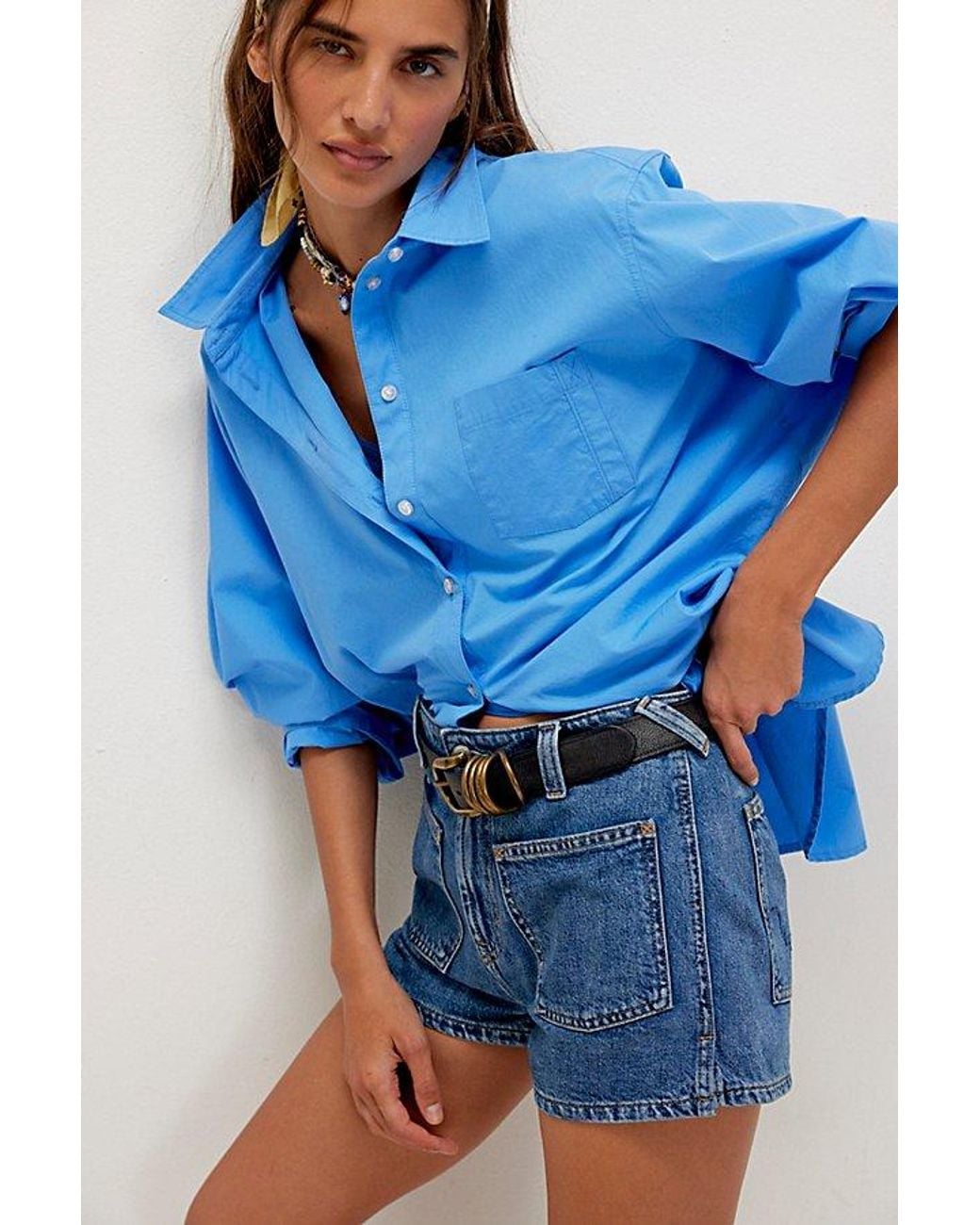 Free People Blue Bettie Sailor Shorts