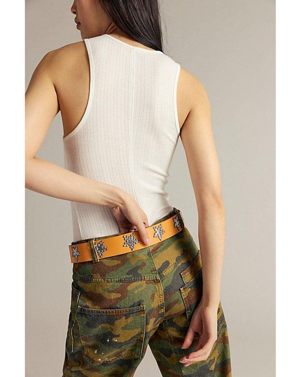 Free People Orange Starcrossed Studded Belt