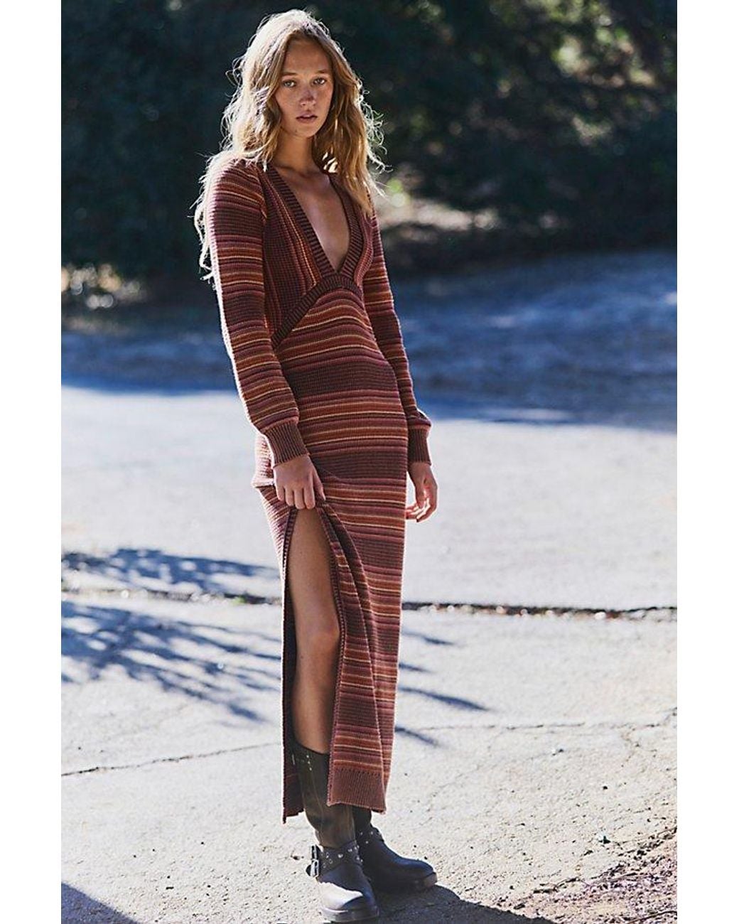 Free People Blue Hollis Striped Maxi Dress