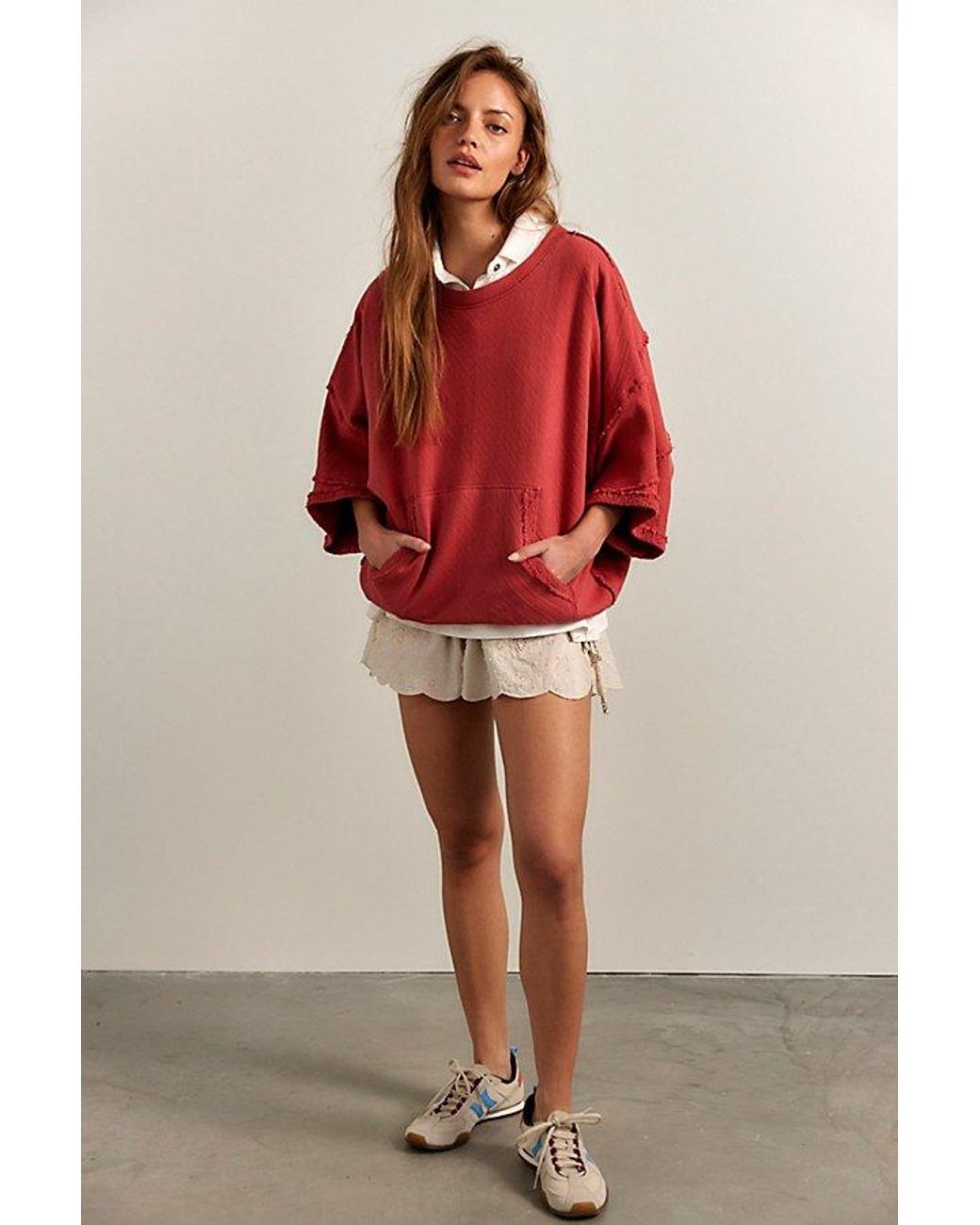 Free People Red Dweller Pullover