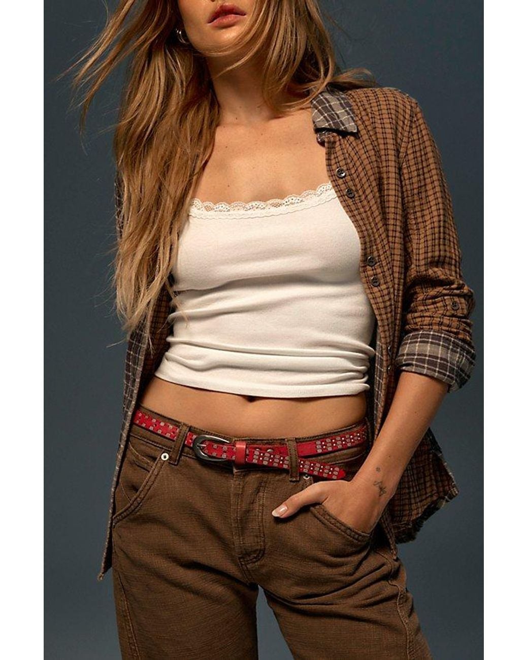 Free People Red Brie Slim Stud Belt