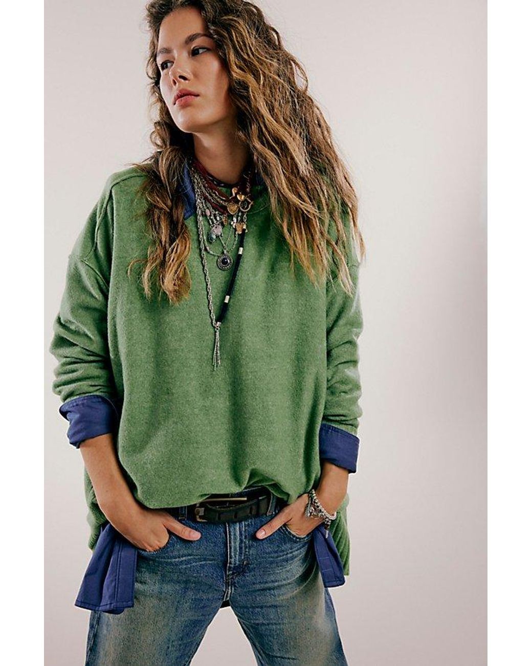 Free People Phoebe Pullover in Green | Lyst