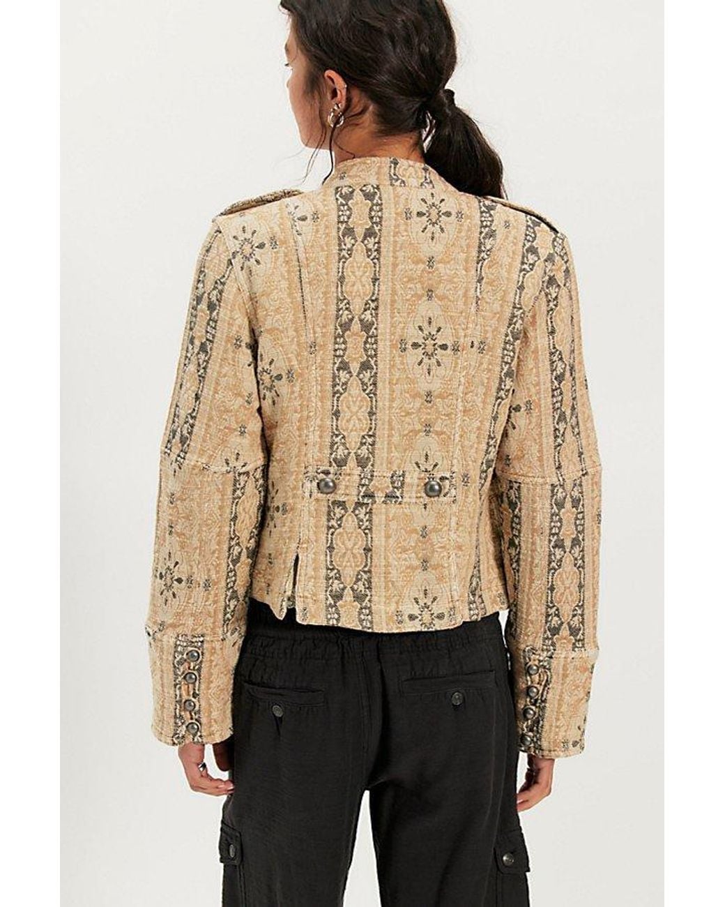 Free People Brown Lotty Jacquard Band Jacket