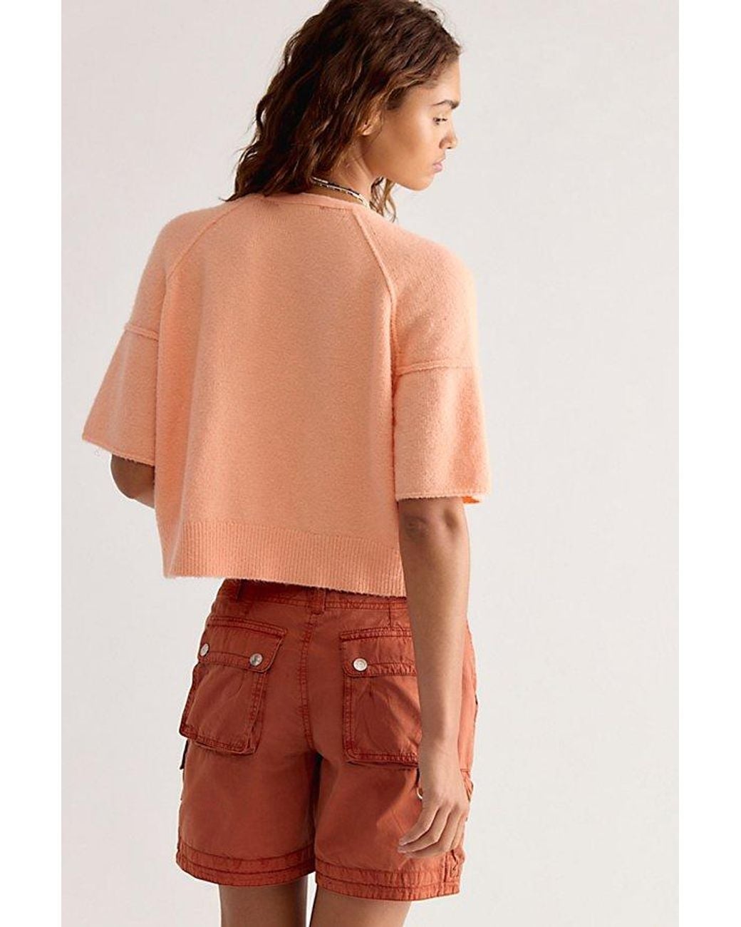 Free People Orange See Me Softspun Cardigan