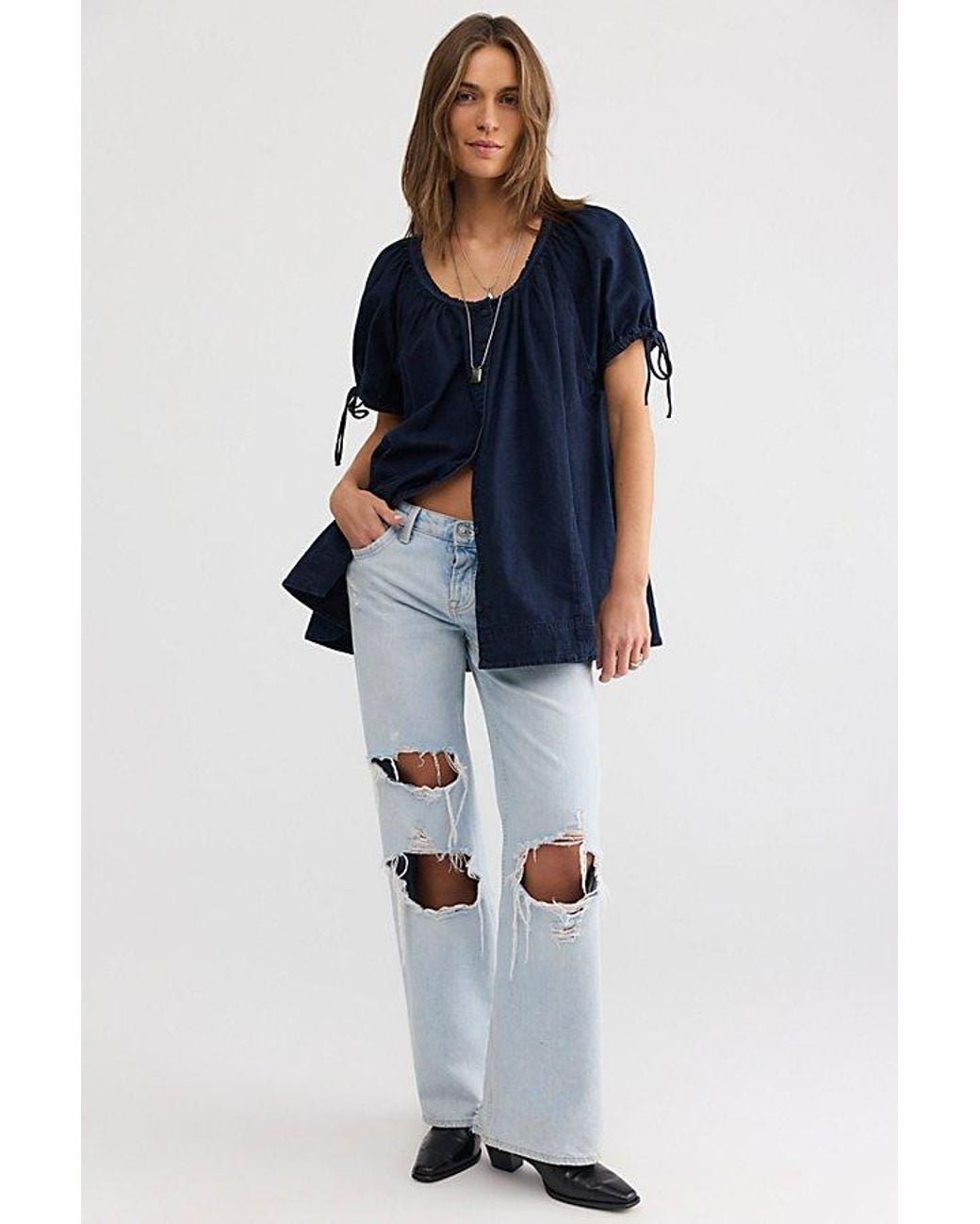Free People Blue Farley Chambray Tunic