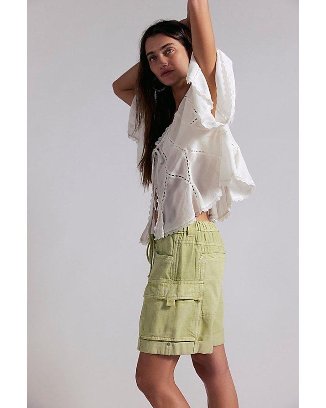 Free People Green Frankie Washed Shorts