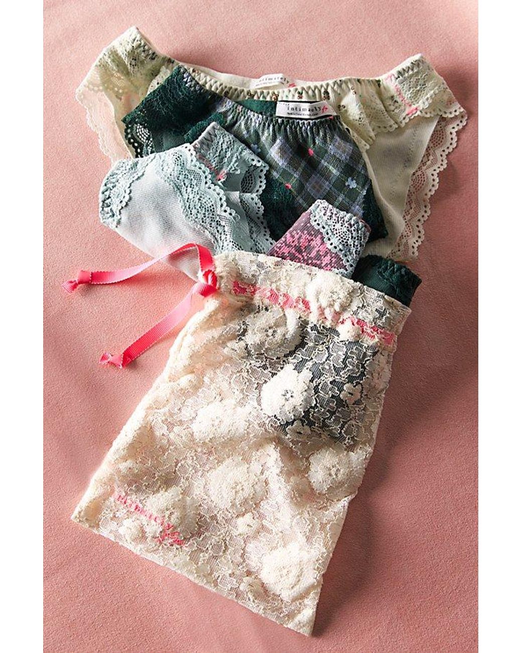 Intimately By Free People Green Oh My Darling Cotton Bikini Undies 5-Pack By