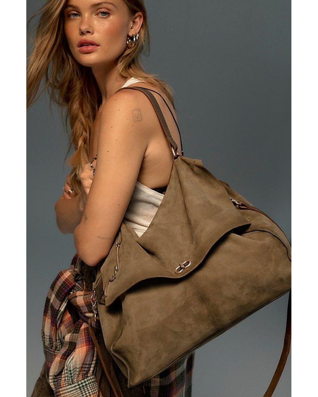 Free People Natural Parker Suede Tote