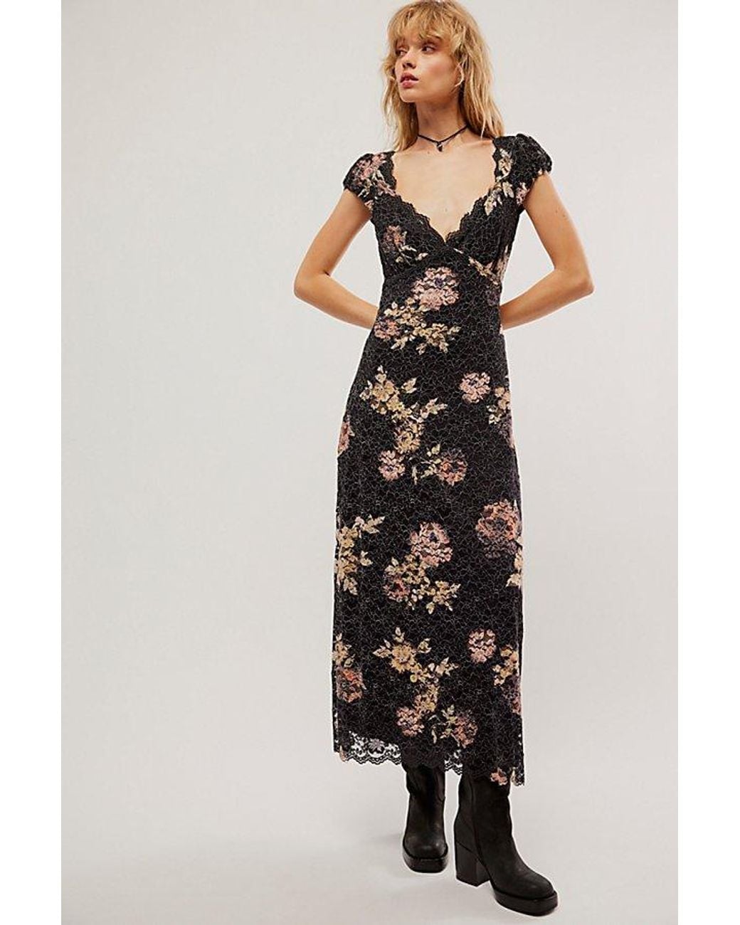 lace butterfly babe maxi dress Free People Butterfly Babe Lace Maxi Dress At In Black Combo, Size: Medium