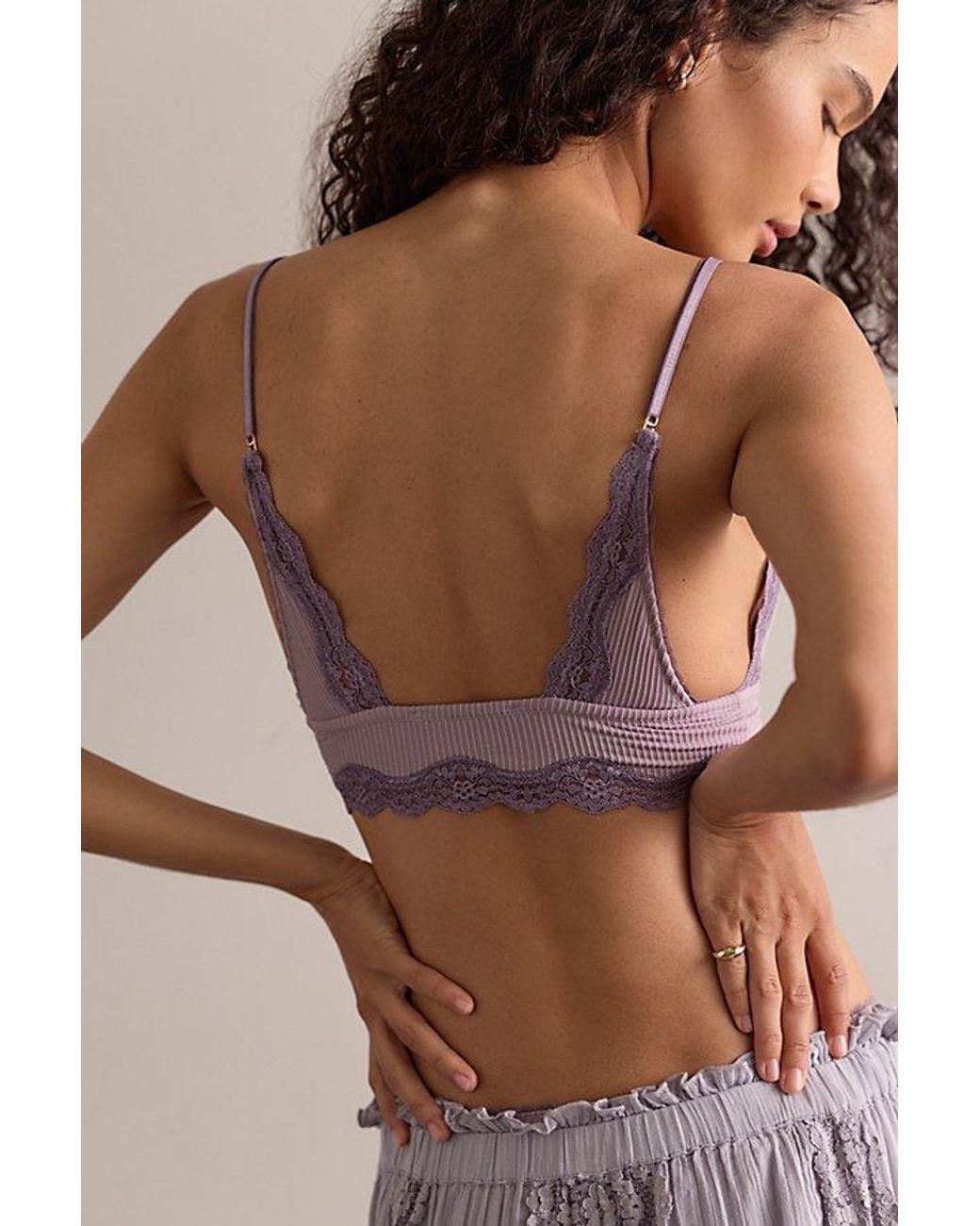 Intimately By Free People Brown Charlie Lace Microfiber Ribbed Longline Triangle Bralette By
