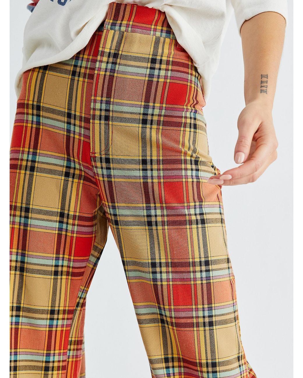 Free People Synthetic Plaid Jules Pants 