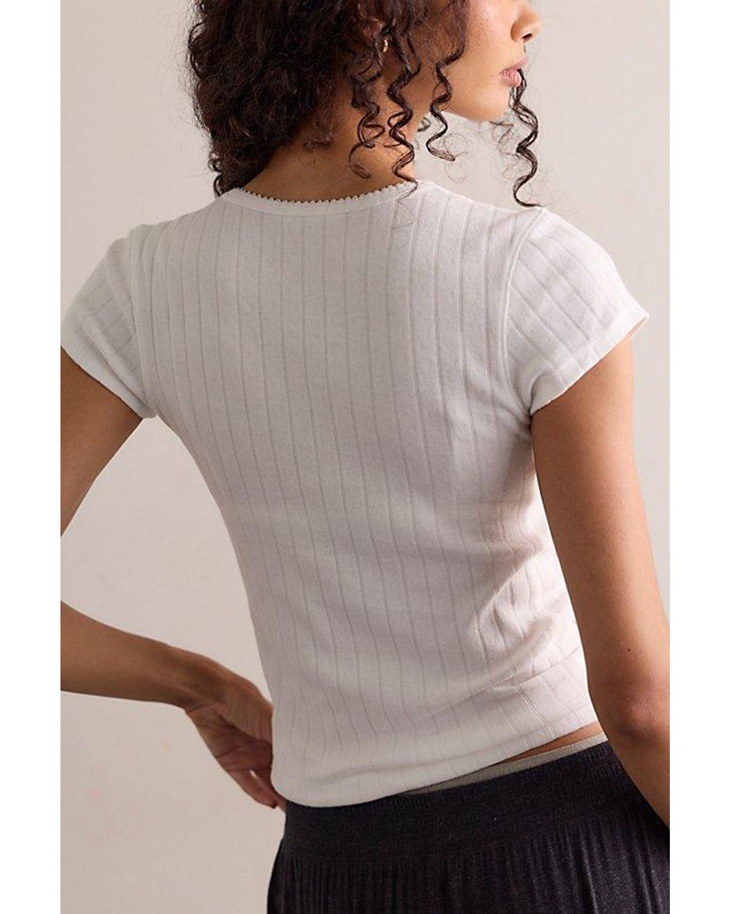 Intimately By Free People Brown Classic Keepsake Pointelle Baby Tee By