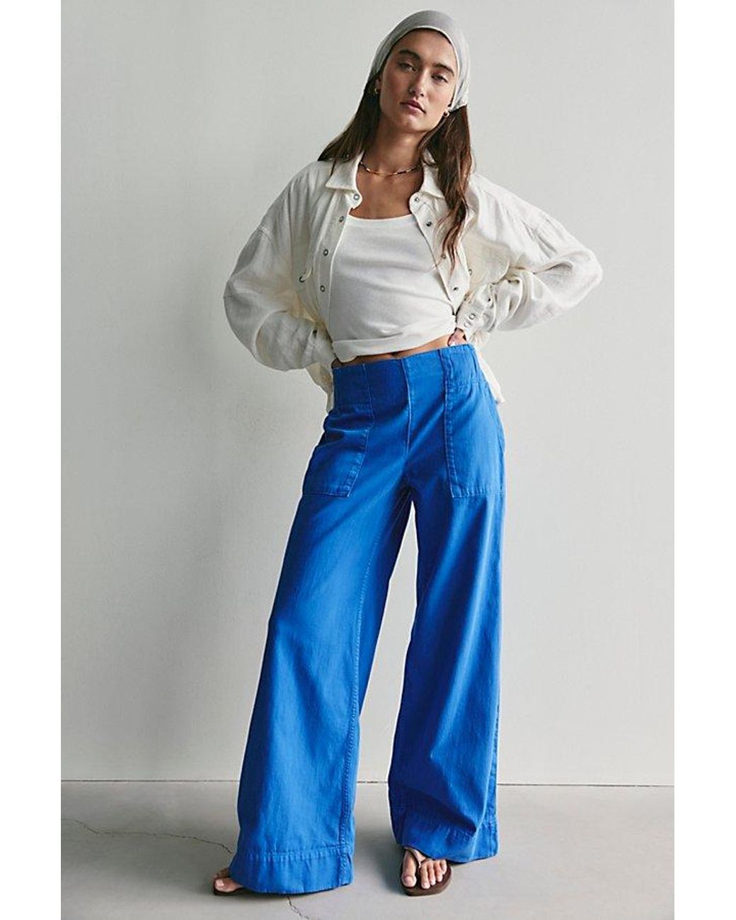 Free People Blue Breezy Denim Pull-On Jeans