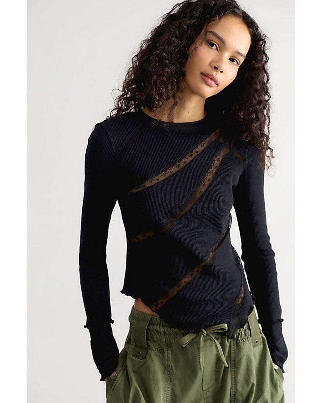 Free People Black Piece By Piece Cuff Top