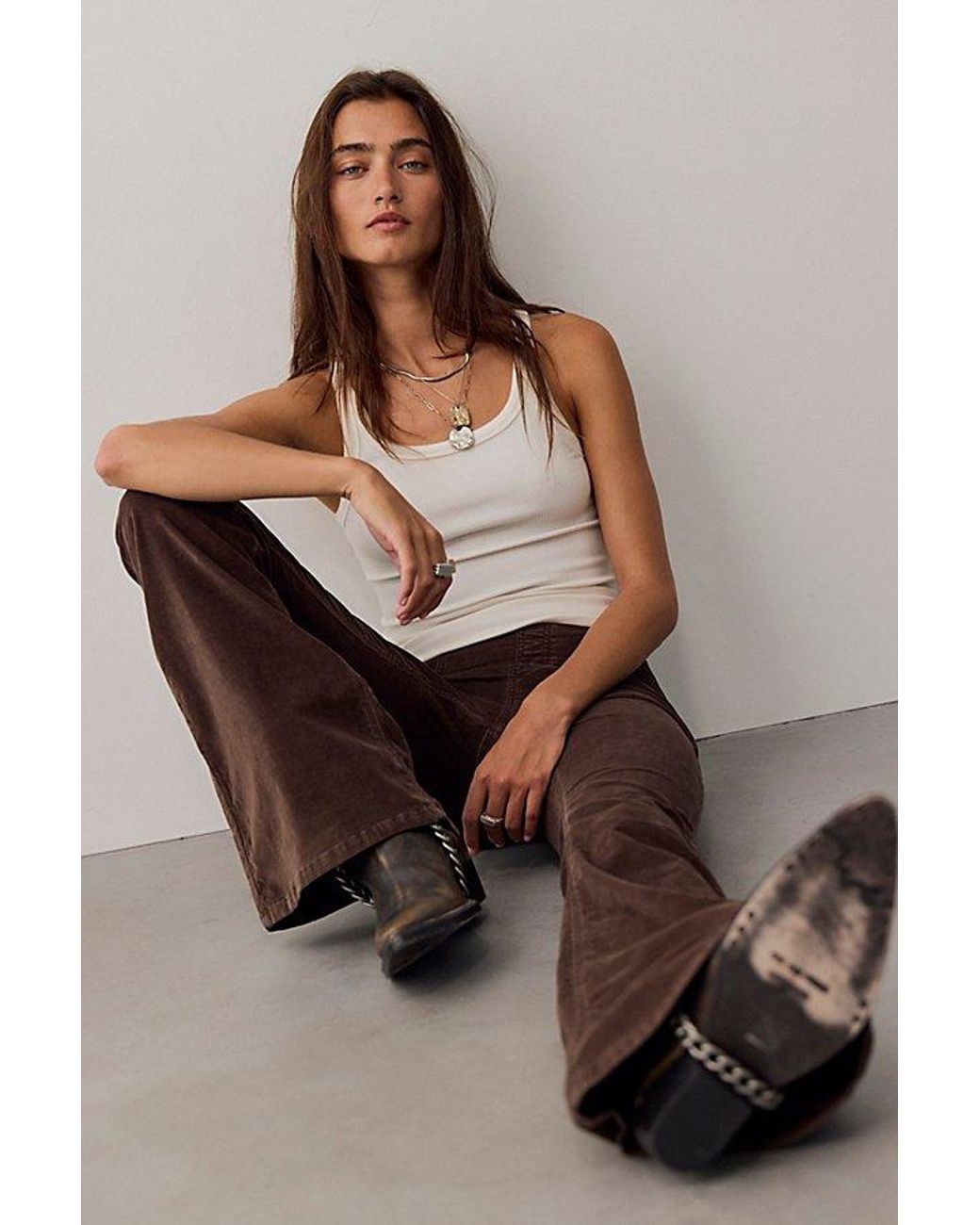 Free People Natural Penny Pull-On Cord Flare Jeans