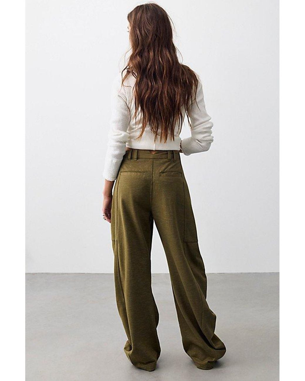 Free People Spotlight Sweatpant Barrel Trousers in Green | Lyst