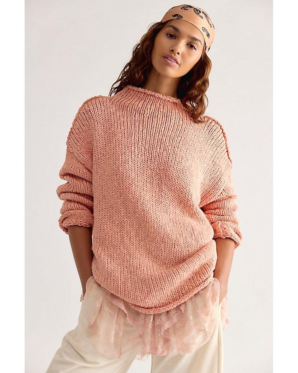 Free People Natural Opal Rollneck Knit Tunic