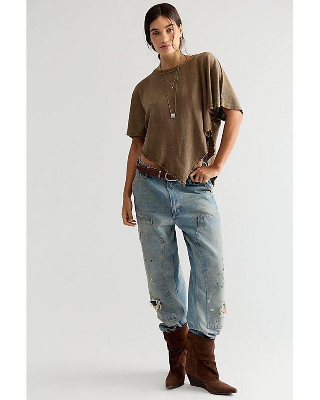 Free People Brown Rosalie Solid Tee