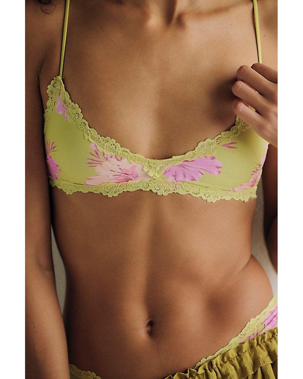 Intimately By Free People Brown Charlie Lace Microfiber V-Neck Bralette By