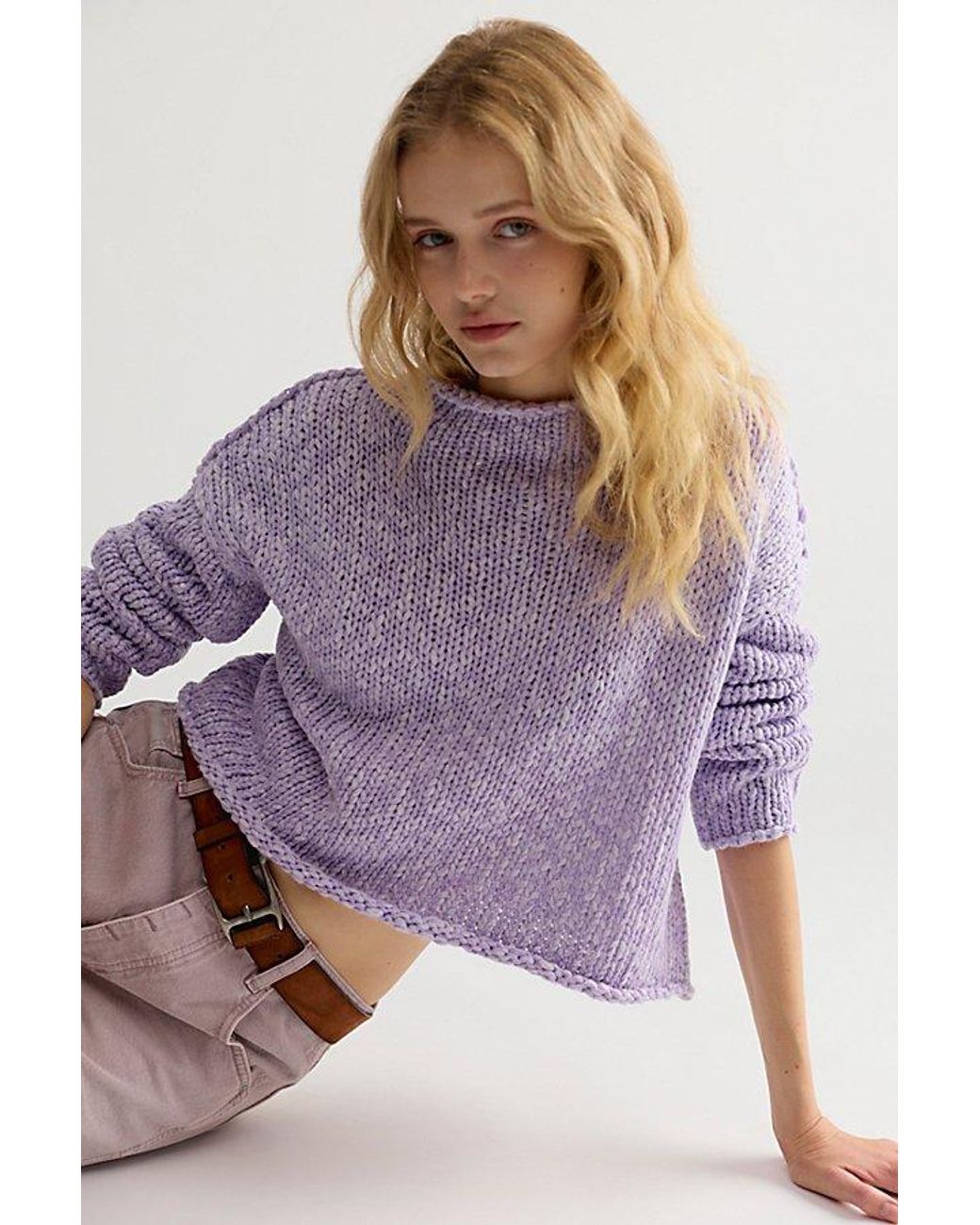 Free People Purple Opal Rollneck Knit Sweater