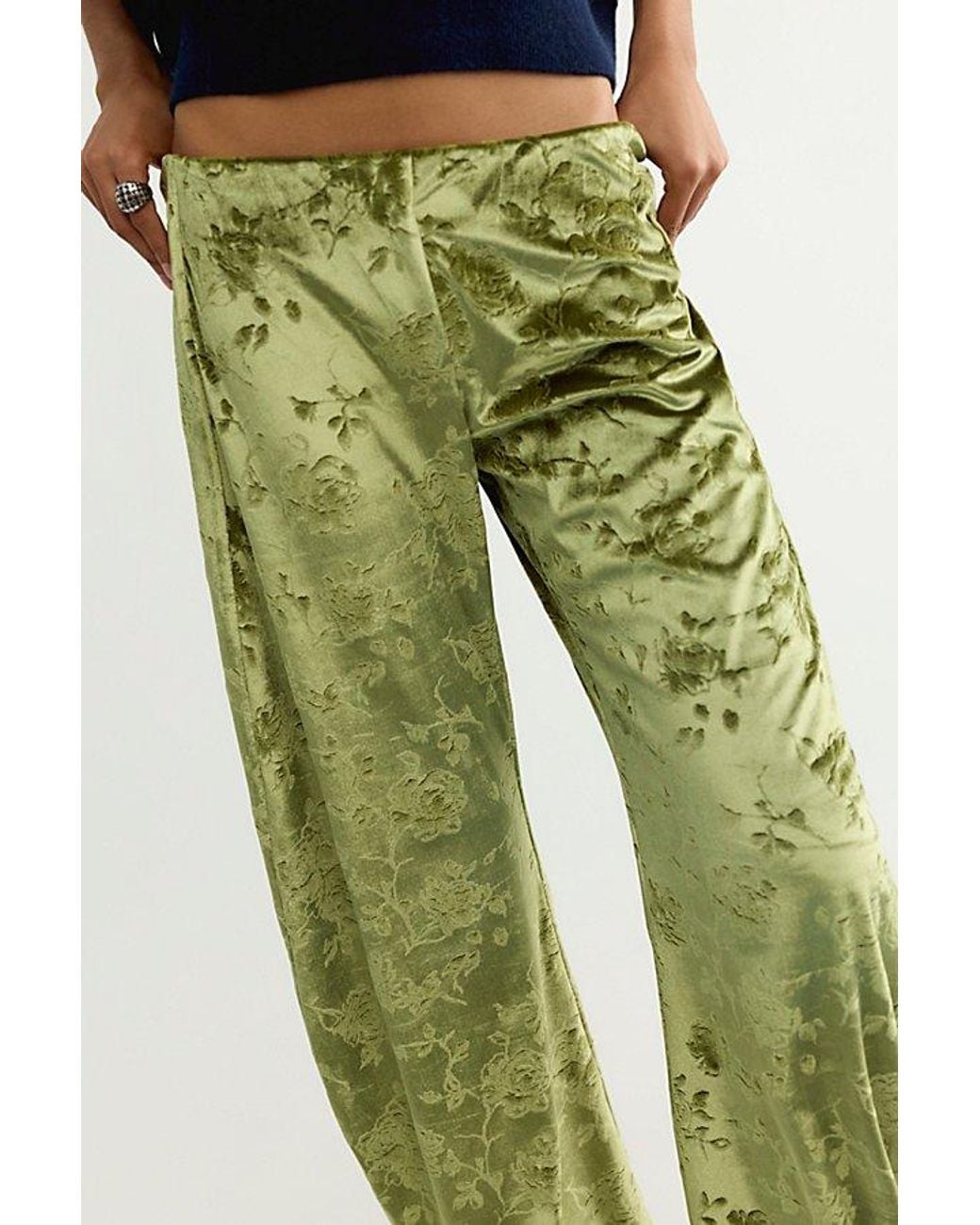 Free People Green Radiance Velvet Pull-On Pants