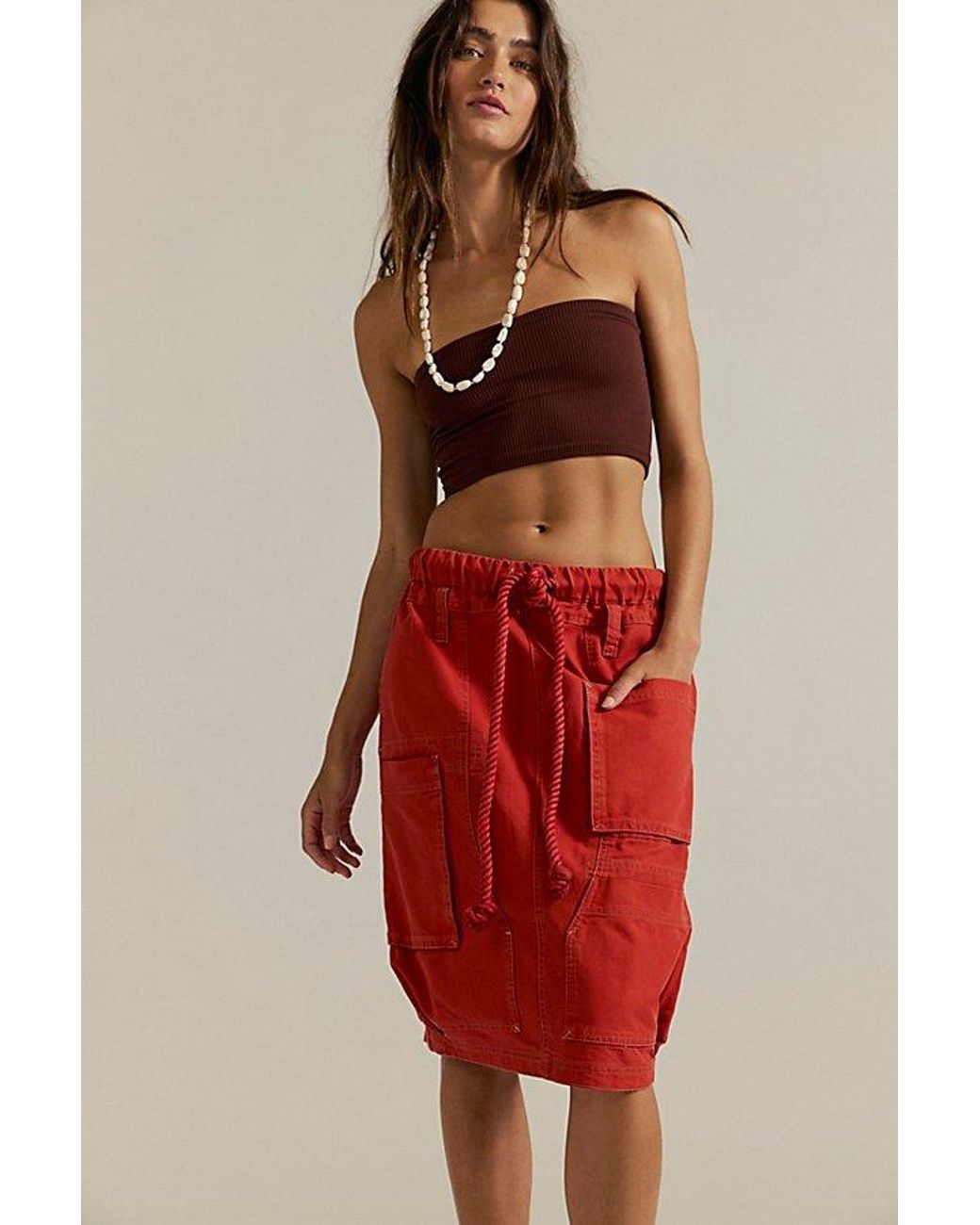 Free People ★ Carmen Midi Skirt Free People Carmen Midi Skirt in Red | Lyst