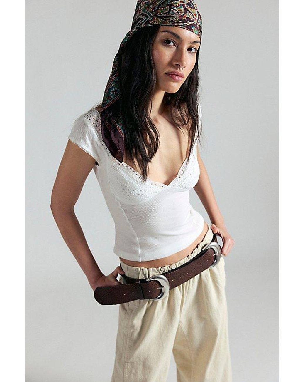 Free People Natural Day's End Linen Pull-On Pants