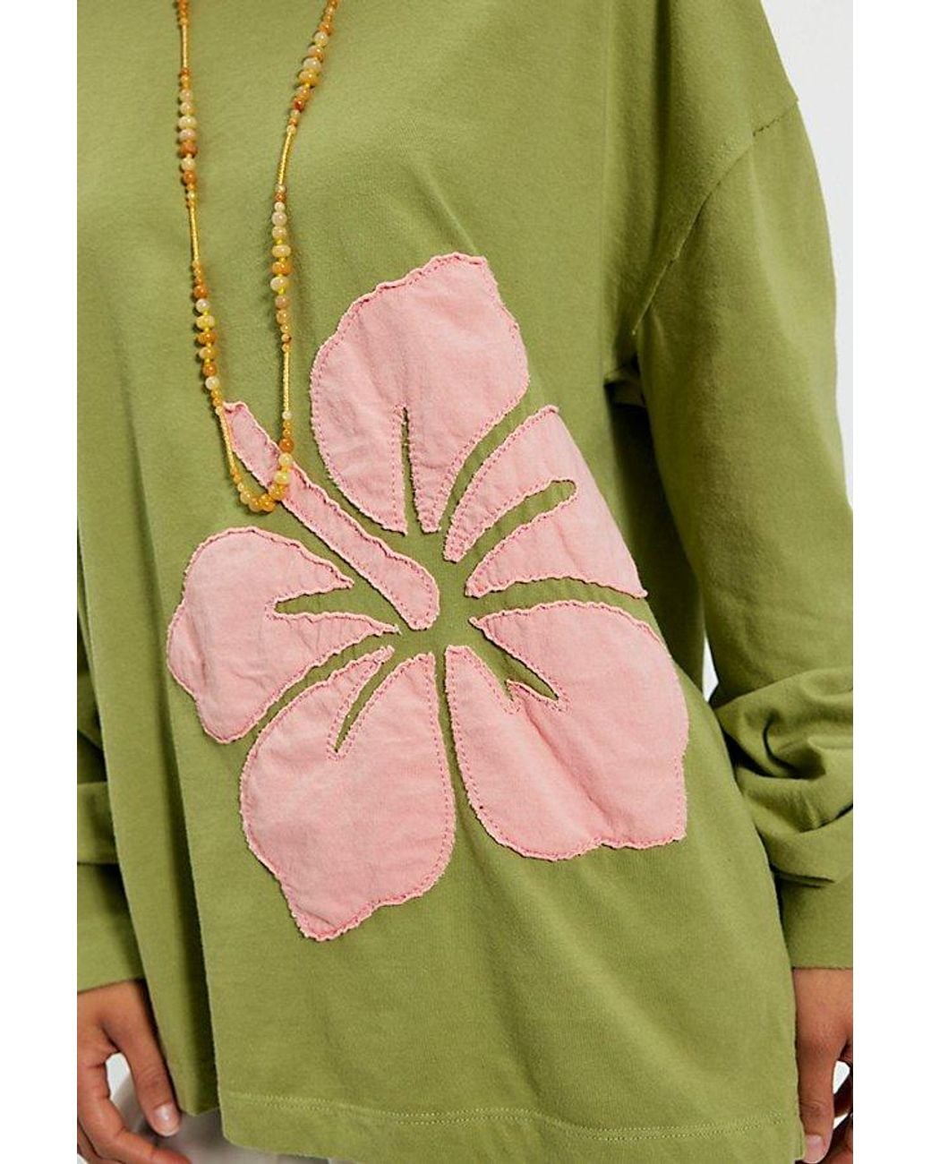 Ragabond Green Hibiscus Moon Long Sleeve Tee
