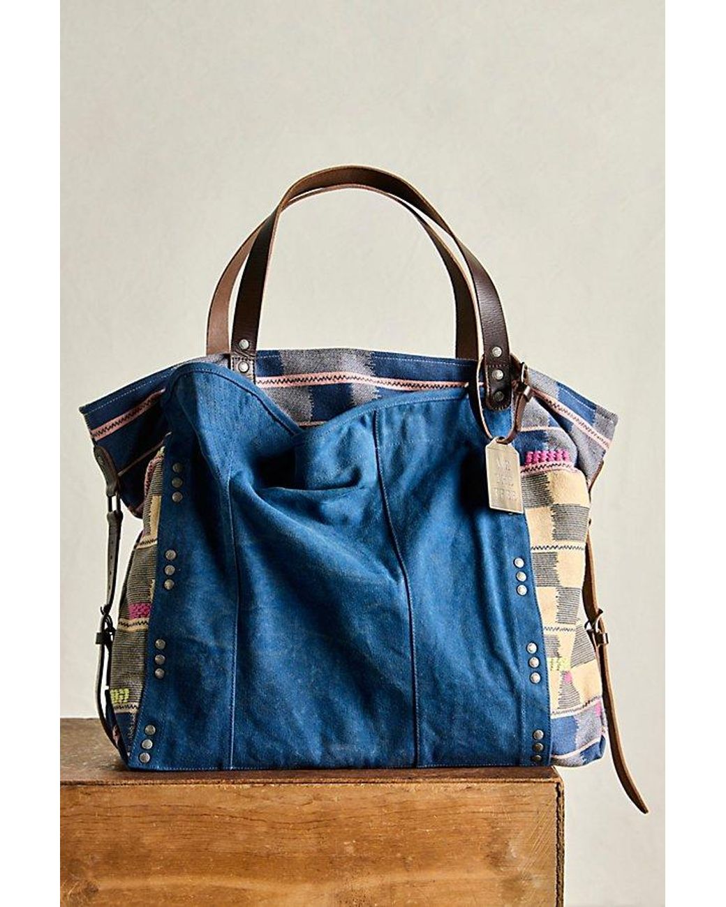 Free People Natural Patchwork Tote Bag