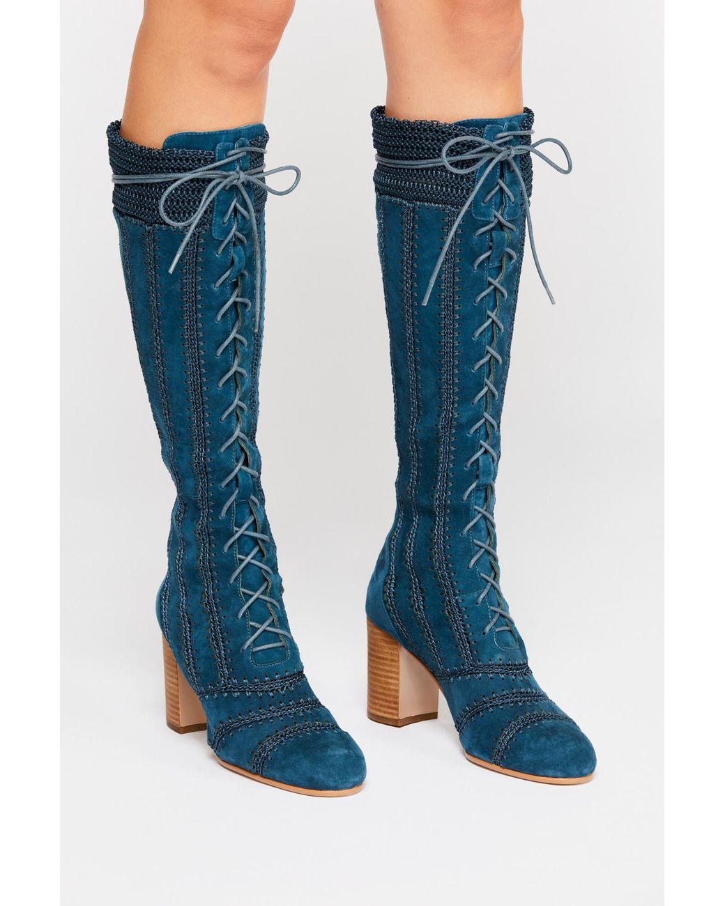 Free People Blaire Lace up Boot in Blue Lyst