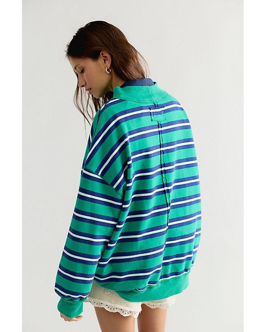 Free People Blue Palm Springs Striped Pullover By