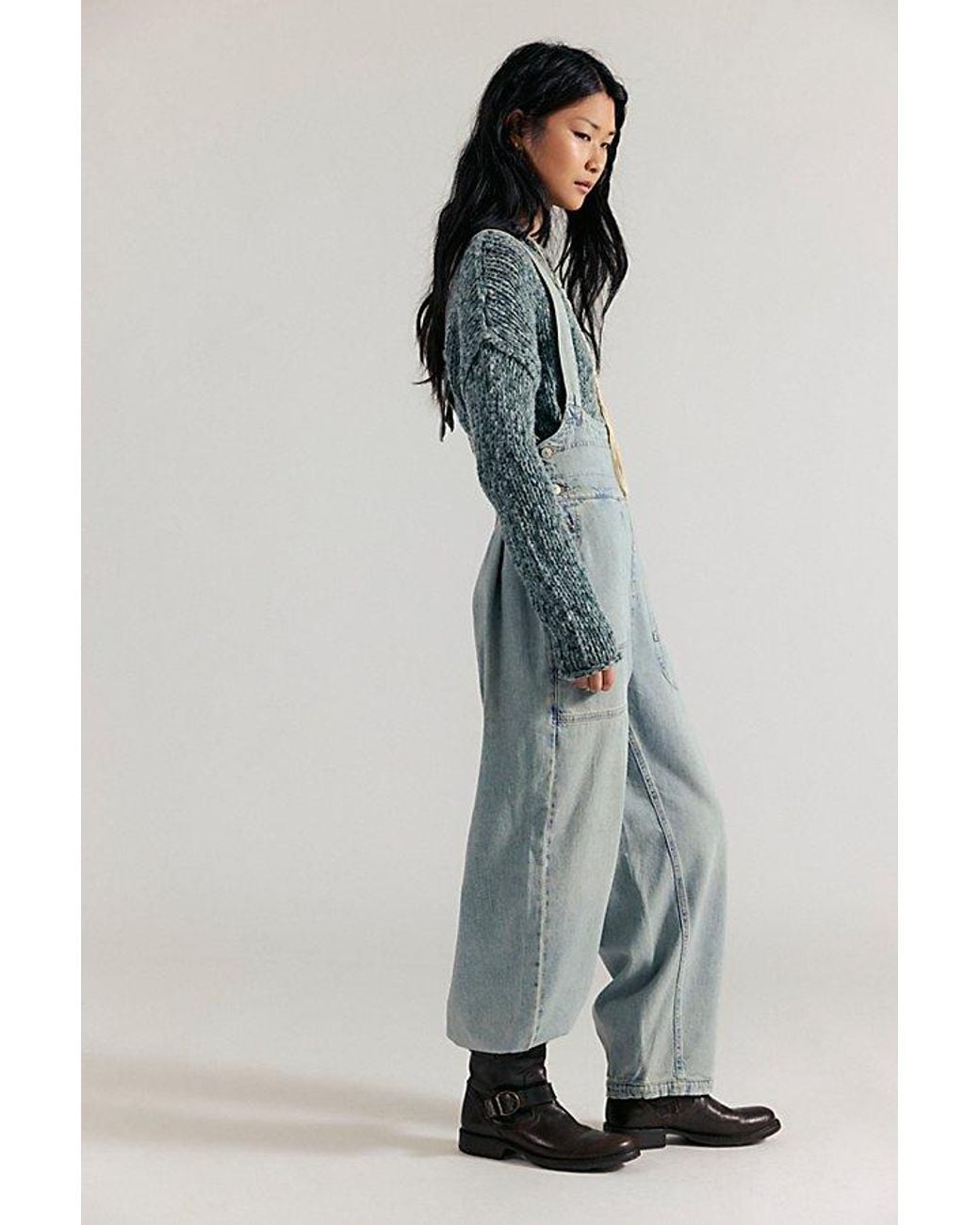 Free People Blue Felix Denim Dungarees