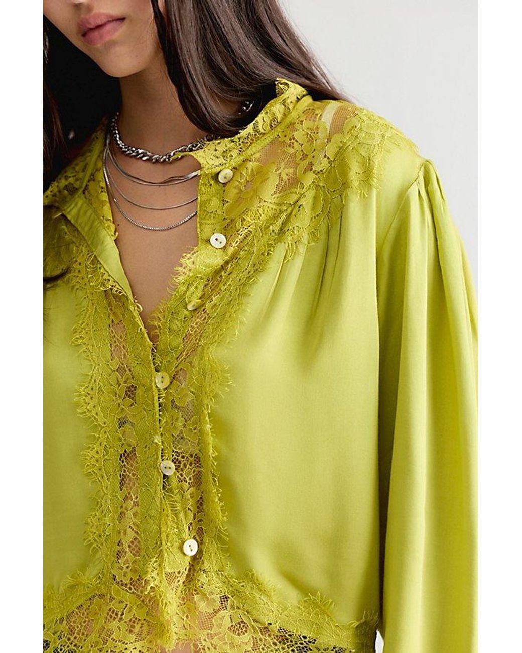 Free People Yellow Heirloom Blouse