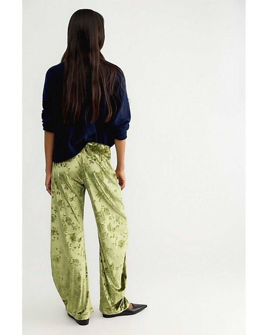 Free People Green Radiance Velvet Pull-On Pants