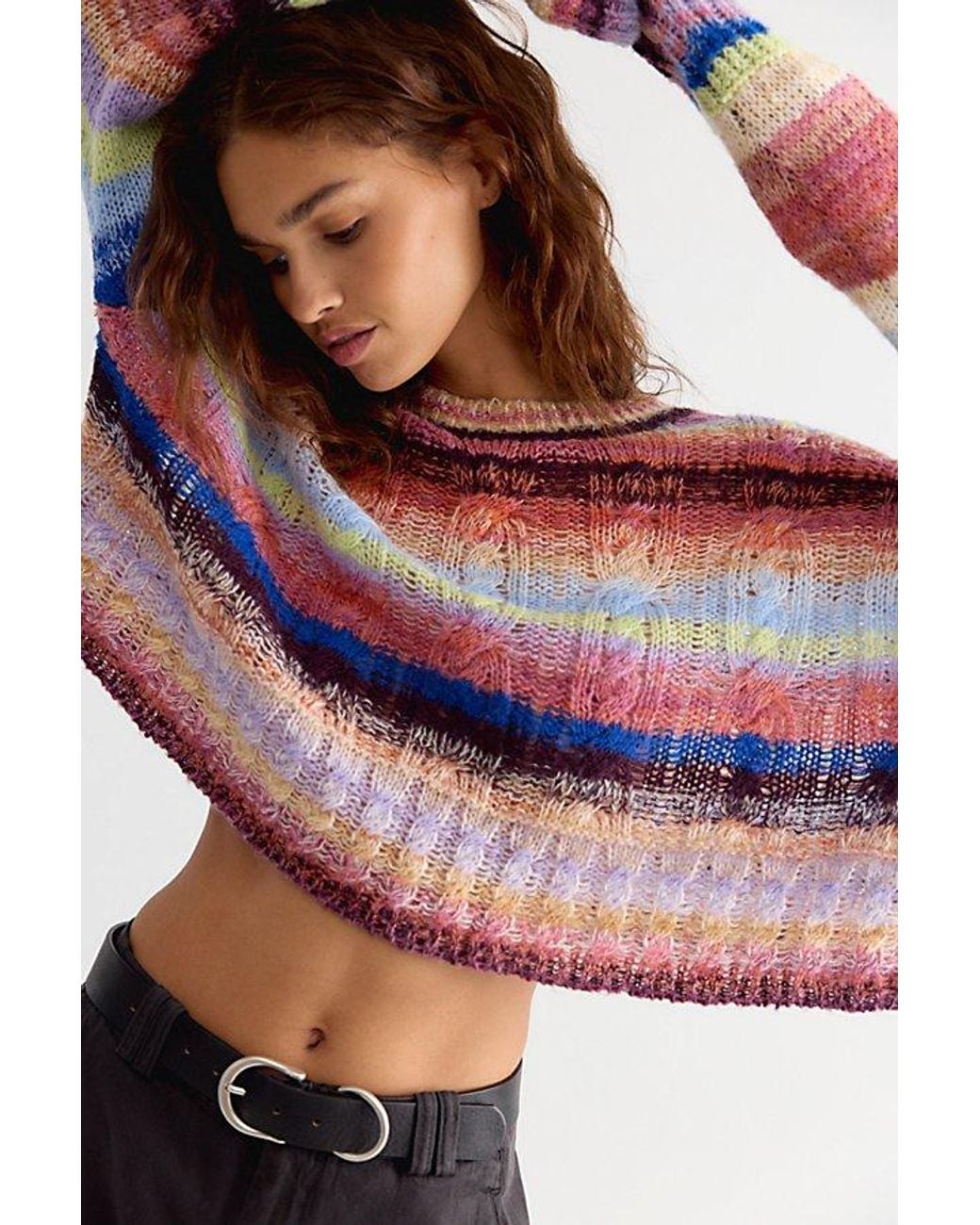 Free People Multicolor Winona Airspun Cable Knit Pullover
