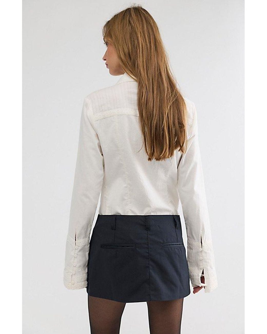 Free People White Tuxedo Twist Mini Skirt