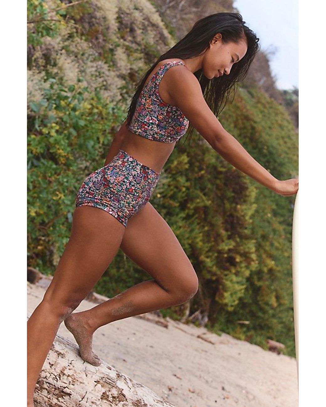 Montce Brown Montce Micro High-Waisted Boyshort Surf Bottoms