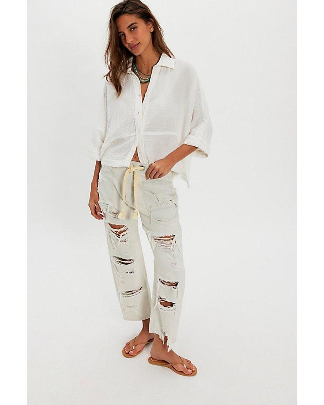 Free People White Happy Days Top
