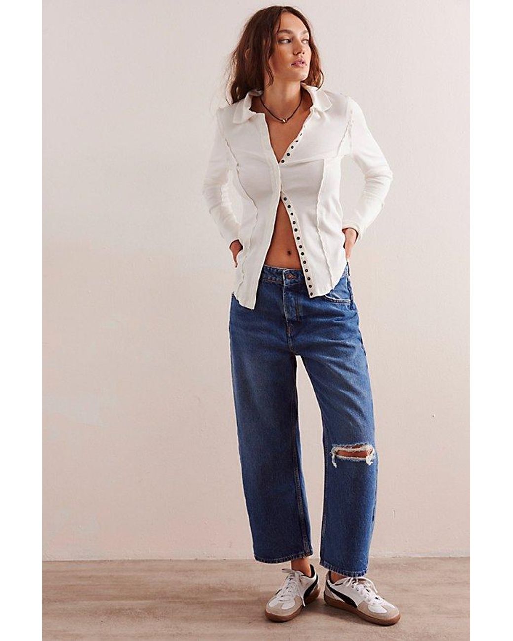 Free People Natural We The Free Deep Trance Dropped Boyfriend Jeans
