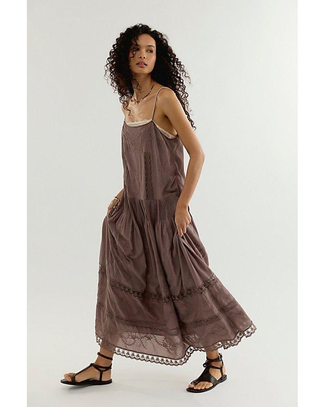 Free People Brown Solana Midi Dress