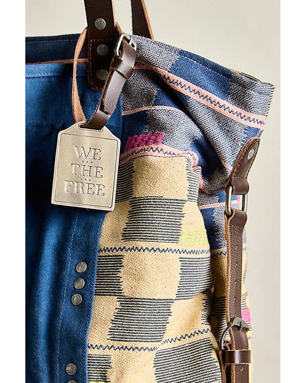 Free People Natural Patchwork Tote Bag